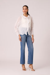 Paige Sheer Pleat Shirt - White